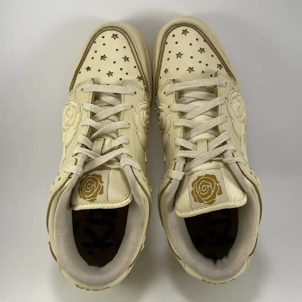 Kizo Kicks Leather Casual Sneakers Mens Size 10.5 “Coffee” Tan Rose Flower